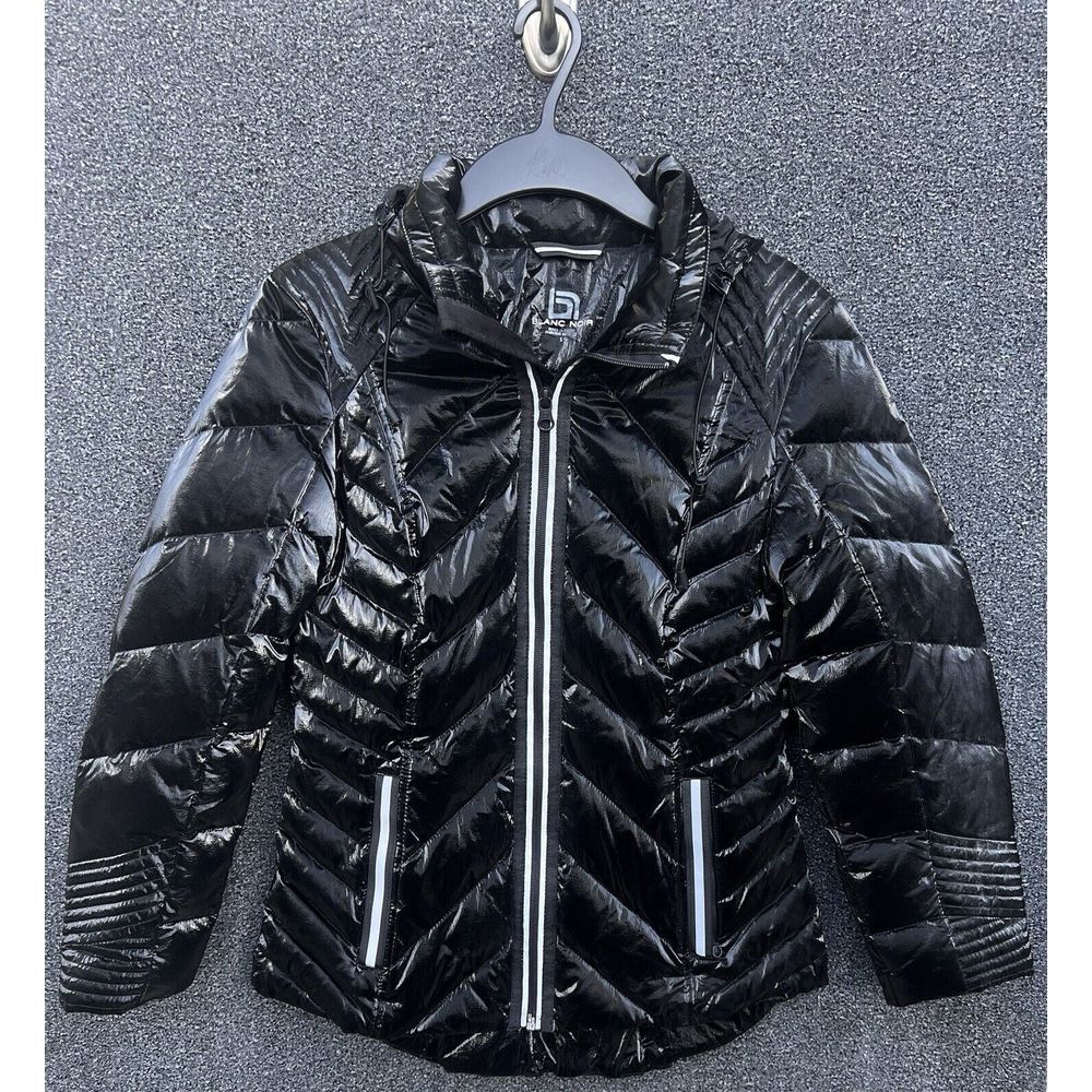 Blanc Noir Size S‎ Super Hero Down Puffer Black Zip Jacket Hood